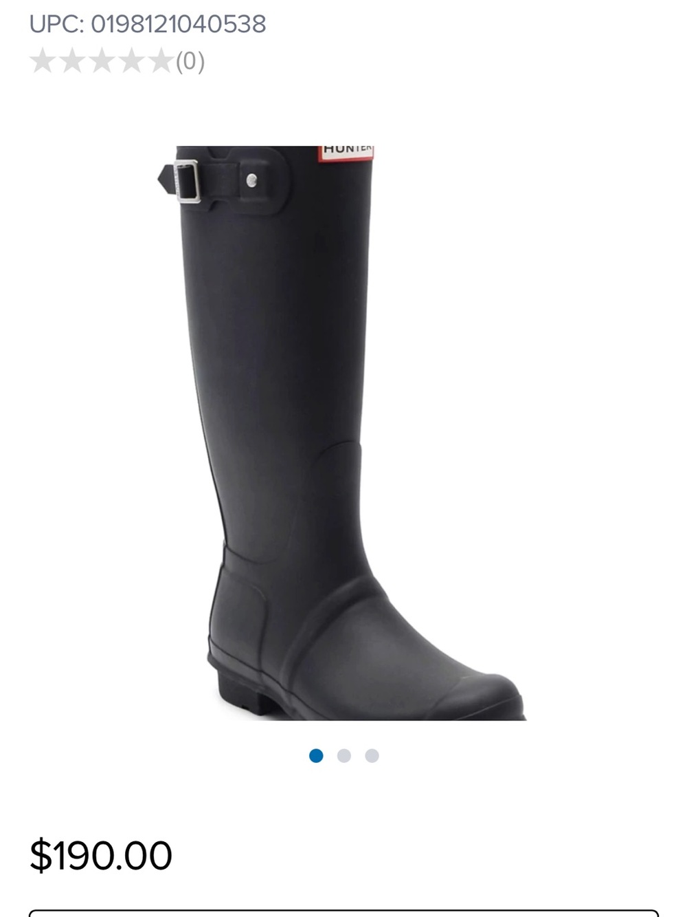 Hunter Black Tall Waterproof Rain Boots with Adjustable Buckle